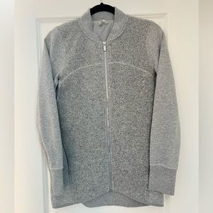 lululemon Gray Boucle Jacket with Shiny Silver Zipper | Size 6